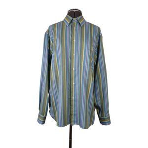 Paul Fredrick multicolor striped‎ classic fit long staple cotton shirt